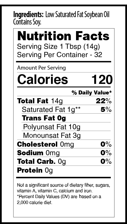 Zoye 32oz low sat nutrition facts table